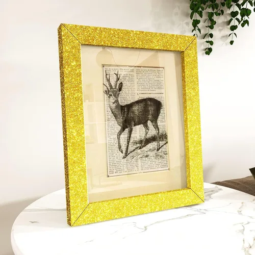 Miniatura 3 de Stickyart Papel tapiz con purpurina dorada, bordes de pared brillantes, despegar y pegar, para dormitorio, papel adhesivo extraíble con purpurina