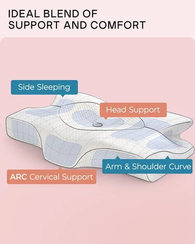 Miniatura 3 de Almohadas cervicales de espuma viscoelástica Elviros para el dolor de cuello y hombros, almohada para el cuello para dormir, almohadas para dormir