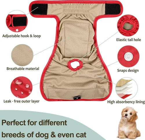 Miniatura 66 de Pañales lavables para perros, para hembras caninas, reutilizables, para periodo de celo, altamente absorbentes, para incontinencia, con broches