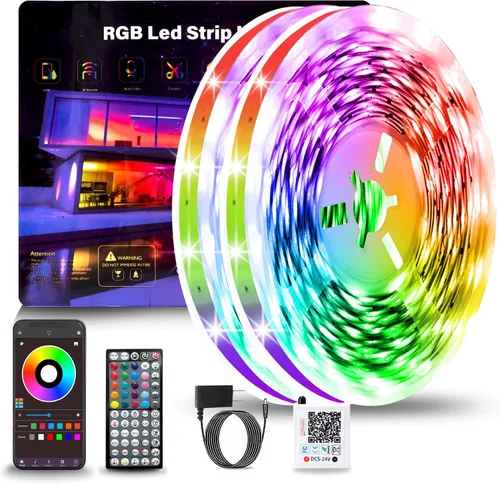Miniatura 9 de NBBUFF - Luces LED para dormitorio de 300 pies (2 rollos de 150 pies), tira de luces LED RGB con sincronización de música y cambio de color, control