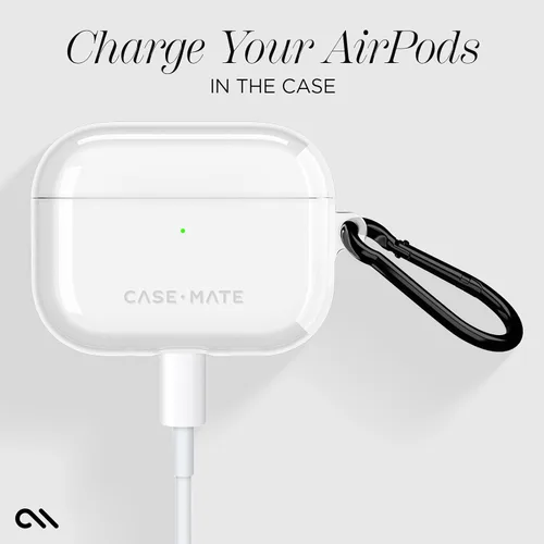 Miniatura 3 de Case-Mate Funda para Airpods Pro 3 con mosquetón negro [compatible con carga inalámbrica] – Funda transparente resistente para AirPods Pro 3