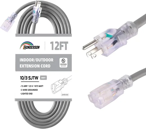 Miniatura 19 de Cable de extensión para interiores y exteriores, resistente a la intemperie con extremo iluminado, certificación UL, calibre 12, 20 pies, color Azul