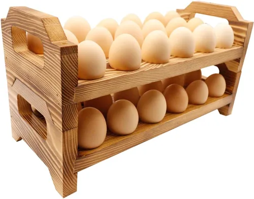 Soporte para huevos de madera, bandejas apilables de almacenamiento para 36 huevos de pollo fresco, organizador de huevos Deviled, decoración