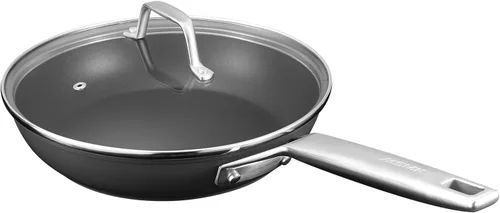 MsMk - Sartén pequeña de 9 1/2 pulgadas con tapa, sartén antiadherente de titanio y cerámica para tortilla, resistente a los arañazos, sartén para