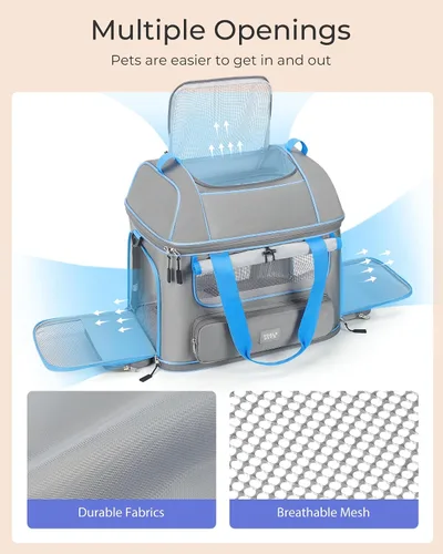 Miniatura 3 de Transportador expandible para perros y gatos: transportador de mascotas de lados suaves aprobado por aerolíneas, grande, pequeño, mediano, plegable