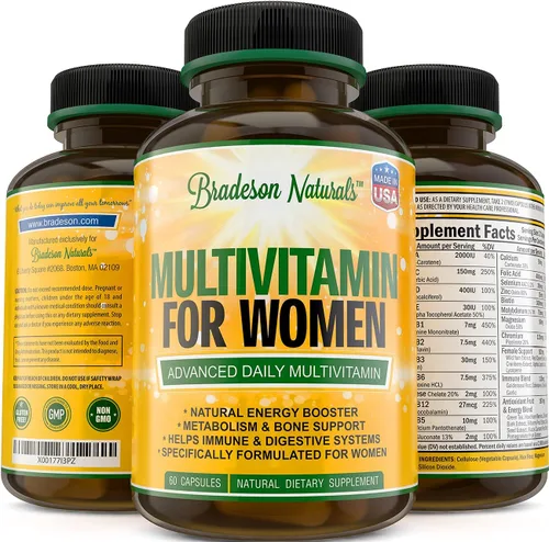 Miniatura 9 de Suplemento multivitamínico para mujer. Complejo de vitaminas A, C, D, E y vitamina B. Apoyo inmunológico y femenino + antioxidantes y energizantes