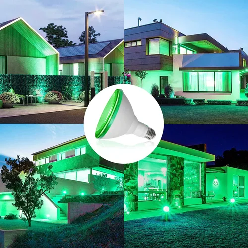 Miniatura 4 de PAR38 Bombillas de luz verde de inundación, luz de inundación LED verde de 15 W, equivalente a 100 W, bombillas verdes para exteriores con base E26