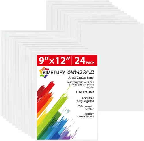 Miniatura 10 de Simetufy Paquete de 24 Tableros de Lienzo Grandes de 12 x 16 Pulgadas para Pintar - Paneles de Lienzo de Algodón 100% Imprimados con Gesso Libres