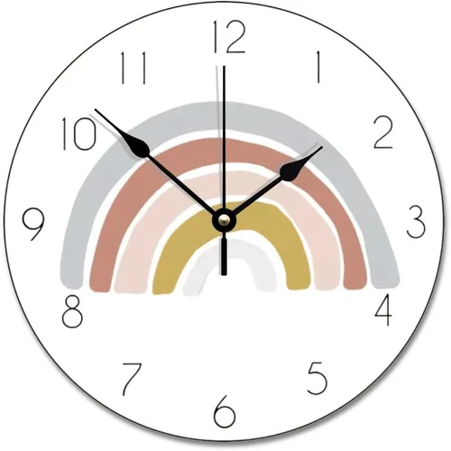 Miniatura 15 de ArogGeld Reloj de pared de madera gris aguamarina verde azulado, reloj de pared de flores de dalia, reloj de pared silencioso sin tictac, funciona
