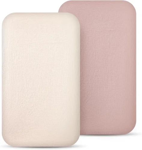 Miniatura 79 de lulumoon Sábanas de muselina para moisés para bebé: sábanas ajustables suaves para moisés de cabecera para niños y niñas Oliva y Crema