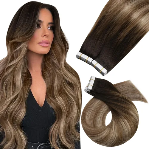 Miniatura 10 de Moresoo Extensiones de cabello humano real con cinta adhesiva, sin costuras, #1 negro azabache, 20 piezas, 1.76 oz (50 g), 24 pulgadas