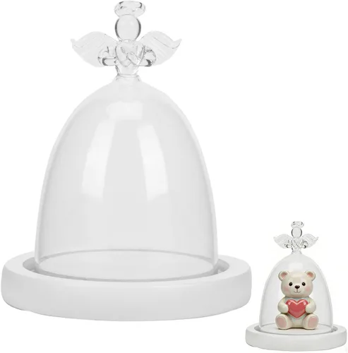 Cabilock Cúpula de cristal de ángel con mango para San Valentín Figura de flores decorativa, cúpula para decoración del hogar, 5.3 x 4.3 x 4.3