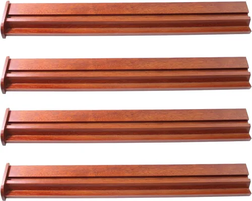 Miniatura 2 de Juego de 4 estantes de madera de color natural de 18 pulgadas con empujadores de imán acoplables
