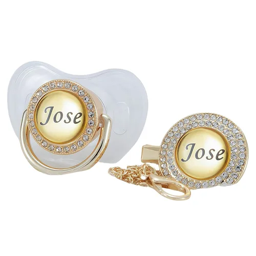 Miniatura 14 de Juego de Chupete y Clip con Nombre Personalizado Brillante - Binky Personalizado para Baby Shower, Recuerdo de Recién Nacido para Fotos Dorado