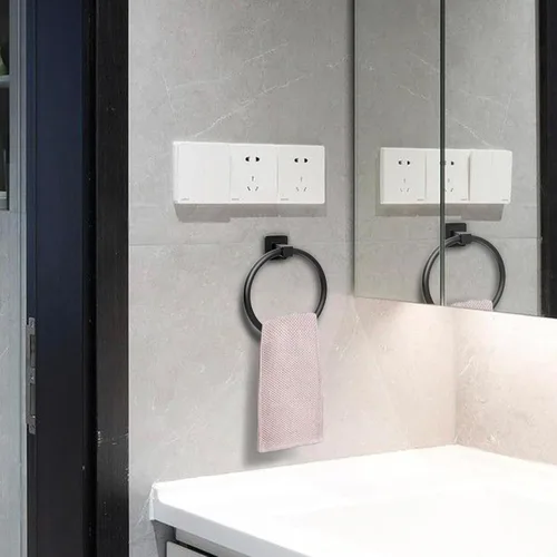 Miniatura 6 de Toallero para pared de baño, toallero negro mate, toallero de mano de acero inoxidable resistente para baño, cocina (negro)