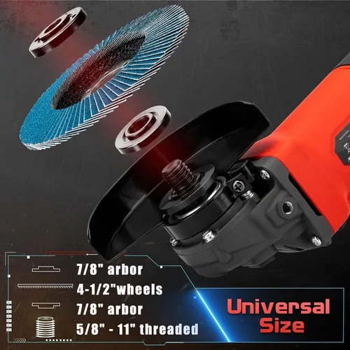 Miniatura 5 de SHALL Amoladora angular de 4-1/2 pulgadas, 11000 RPM, 4 amperios con 2 protecciones, 3 discos de corte, 3 muelas, mango antideslizante, llave