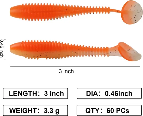 Miniatura 4 de Señuelos de Natación con Cola de Paleta, 2.5 pulgadas/3 pulgadas Señuelos Suaves de Pesca para Trucha, Crappie y Lobina para Agua Dulce y Salada