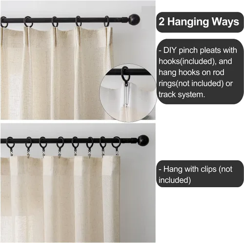 Miniatura 3 de Cortinas semitraslúcidas de lino neutro de 84 pulgadas de largo, cortinas y cortinas de lino beige crema que filtran la luz, tratamientos modernos