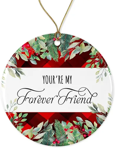 KrysDesigns Adorno de Navidad para mejores amigos, regalo de amistad para siempre, regalo de hermanas del alma, decoración navideña de cerámica en