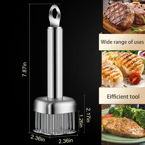 Miniatura 4 de Ablandador profesional de carne con hoja de aguja afilada de acero inoxidable T316, herramienta de cocina resistente para ablandar carne de res