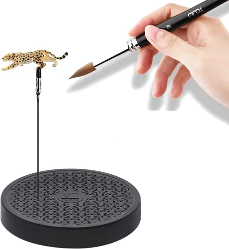 Miniatura 6 de Soporte de base de pintura con rotación de 360 grados con paquete de 20 modelos de pintura de cocodrilo clip palo para aerógrafo pasatiempo