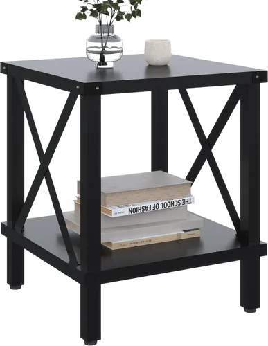 Miniatura 12 de MMEOLUOOK MLBZ06R - Mesa auxiliar cuadrada grande para sofá, mesa de centro industrial de 20 pulgadas, mesa de noche con estante de almacenamiento