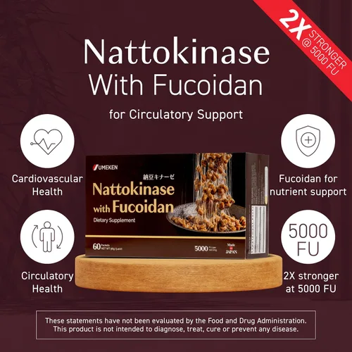 Miniatura 2 de Umeken Nattokinase Plus Fucoidan, suplemento de nattoquinasa, 5000FU nato, sin olor, fácil de tomar, fucoidan de Okinawa, suplemento japonés, 60