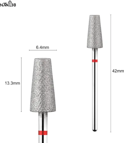 Miniatura 3 de Brocas de diamante de barril para uñas, cortador de fresado rotativo para cutículas, accesorios para máquinas de taladro de uñas (1D-F)