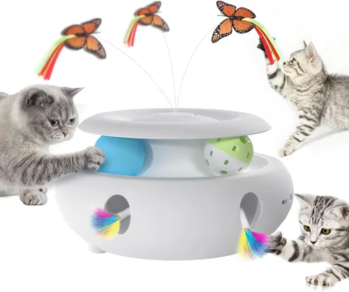 Miniatura 7 de Juguetes para gatos, juguetes interactivos 3 en 1 para gatos de interior, juguete interactivo automático recargable con mariposa aleteante, sensor