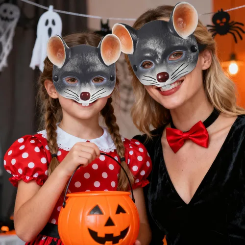 Miniatura 7 de jojofuny Máscara de rata gris: máscara de cabeza de rata cicatriz 3D, disfraz de ratón animal de media cara para Halloween, carnaval, mascarada