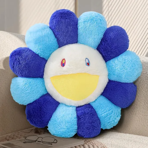 Miniatura 10 de Almohada de flores, almohada colorida en forma de flor, cojines de piso de cara sonriente, lindas almohadas de felpa de girasol, almohadas