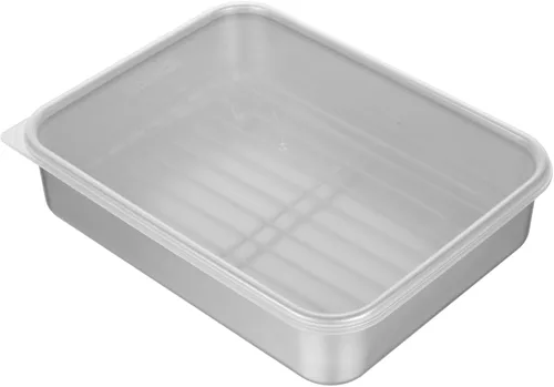 YARNOW Refrigerador de acero inoxidable con estante de malla de 9.44 x 7.28 x 2.28 pulgadas, recipiente de almacenamiento de alimentos para una