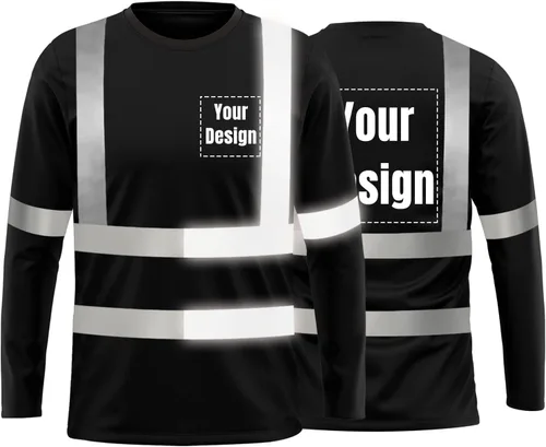 Miniatura 49 de La alta visibilidad reflexiva de las camisetas de la seguridad del logotipo de encargo Hola Vis de Verde neón