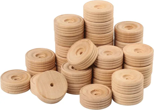 Miniatura 3 de Ruedas de madera, 150 unidades, 1.18 pulgadas, ruedas de madera con agujero de 0.14 pulgadas, perfectas para proyectos de carros de madera