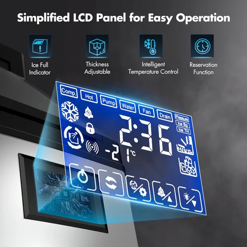 Miniatura 7 de Coolski Máquina comercial para hacer hielo de 200 libras/24 horas, máquina de hielo debajo del mostrador de 26 pulgadas con capacidad