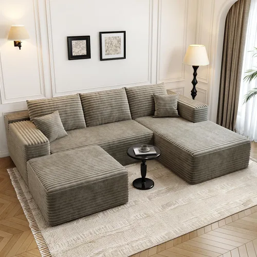 Miniatura 20 de Sofá seccional modular Cloud de 107.5 pulgadas con 1 otomana, sofás tapizados modernos minimalistas, cómodo sofá en forma de U para sala de estar