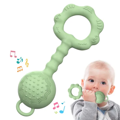 Miniatura 13 de Mordedores para bebés de 6 a 12 meses, sonajeros para bebés de 0 a 6 meses, sonajero 2 en 1 y juguete mordedor para calmar las encías doloridas