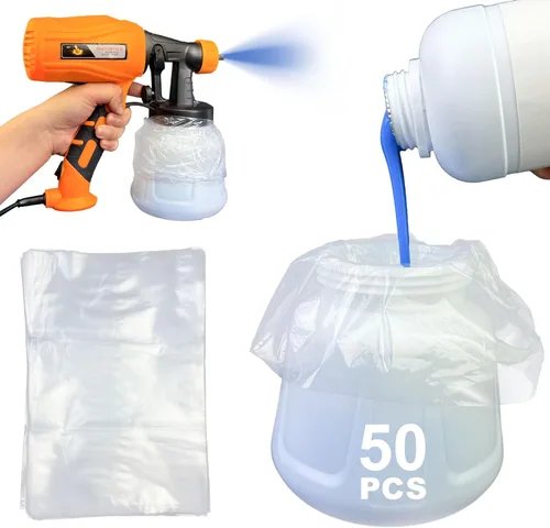 50 revestimientos para vasos rociadores de pintura, bolsas de pulverización de pintura desechables de 7.8 x 11.8 pulgadas, revestimientos de