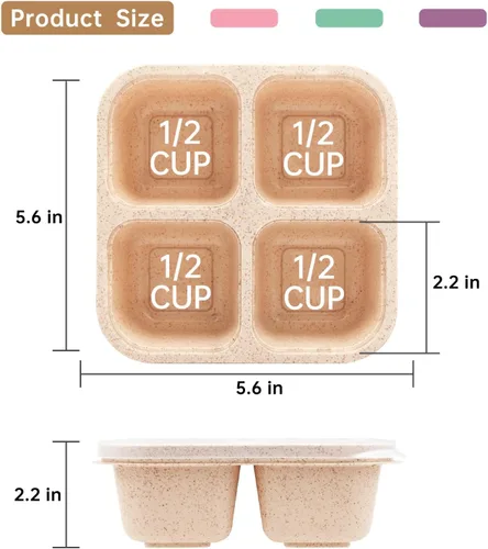 Miniatura 2 de Paquete de 4 Cajas de Almuerzo Bento, Contenedores de Aperitivos de 4 Compartimentos, Caja de Aperitivos Bento Dividida, Contenedores de Preparación