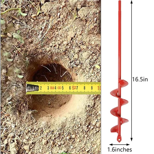 Miniatura 2 de TCBWFY Broca de Barrena para Plantar 1.6x16.5 pulgadas de Longitud Extendida Barrena de Jardín Broca en Espiral para Plantar Bulbos, Flores
