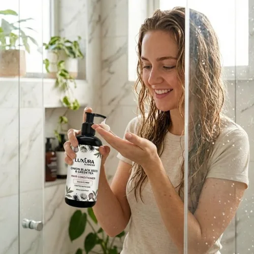 Miniatura 4 de Luxura Sciences Acondicionador de semillas negras de cebolla, añade brillo y volumen al cabello fino y fino, controla el encrespamiento, hidrata