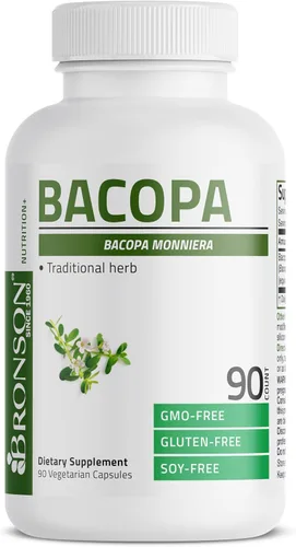 Miniatura 5 de Bronson Bacopa apoya la función cerebral saludable y el rendimiento mental, hierba tradicional, sin OGM, 90 cápsulas vegetarianas