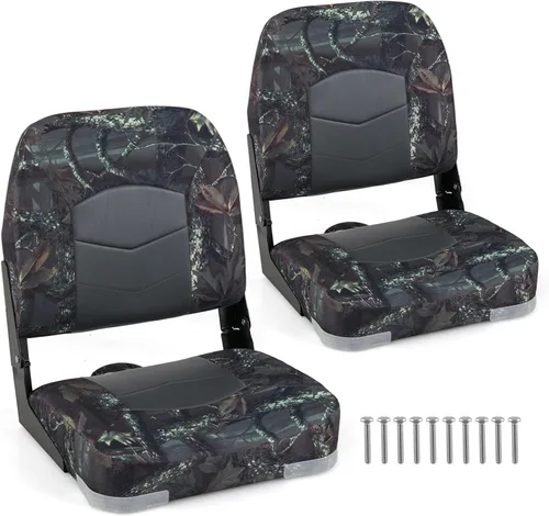 Miniatura 22 de Goplus Asientos para barco con respaldo bajo/alto, asiento plegable para barco con tornillos de acero inoxidable y bisagras de aluminio, acolchado