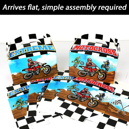 Miniatura 4 de gisgfim Caja de regalo de 12 piezas de motocross para fiesta de motocross, caja de regalos para decoración de cumpleaños y baby shower