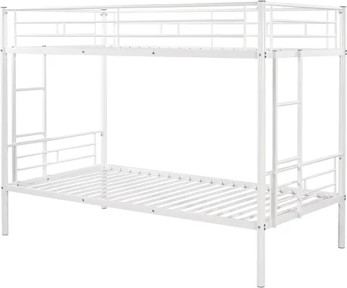 Miniatura 3 de Litera de metal individual sobre individual, literas resistentes con 2 escaleras laterales, ahorro de espacio, sin ruido, no necesita somier