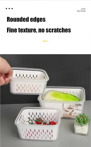 Miniatura 5 de Contenedores de almacenamiento de frutas y verduras para refrigerador, 6 piezas/3 juegos de contenedores para mantener frescos y conservadores