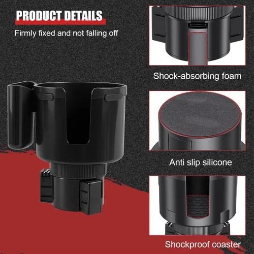 Miniatura 3 de Expansor de portavasos 2 en 1 con soporte para teléfono, adaptador extensor de portavasos de vehículo de 2.6 a 3.93 pulgadas con base expandible