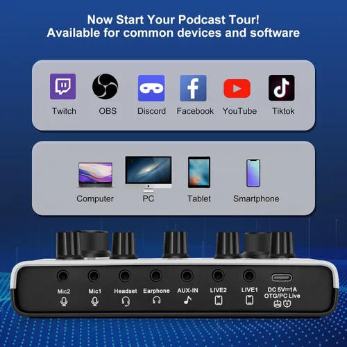 Miniatura 4 de Paquete de equipo de podcast todo en uno F993, paquete de estudio de grabación BM-800 con cambiador de voz, tarjeta de sonido en vivo, interfaz