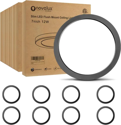 Miniatura 10 de Luces de Techo de 7 Pulgadas Montaje al Ras Ultra Delgadas 0.63'' de Grosor Redondas Planas Lámparas de Techo 5000K Luz de Día LED Luz de Techo