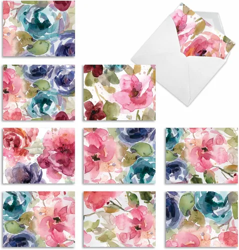 Miniatura 9 de The Best Card Company – 10 tarjetas en fondo blanco con flores, en caja (4 x 5.12 pulgadas) – Juego de tarjetas florales surtidas